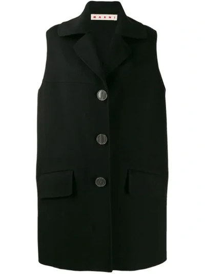 Marni Sleeveless Midi Coat In Black