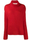 Marni Ribbed Knit Jumper In Red