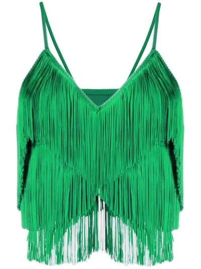 Norma Kamali Fringed Camisole In Kelly Green