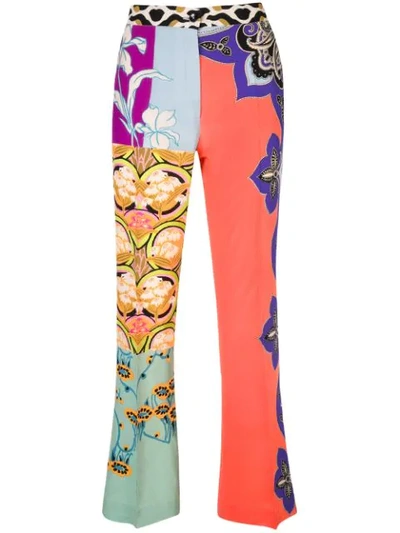 Etro Multi-print Flared Trousers In Multicolour