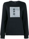 Apc Logo Cotton Sweatshirt In Blue