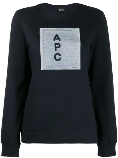 A.p.c. Logo Cotton Sweatshirt In Blue