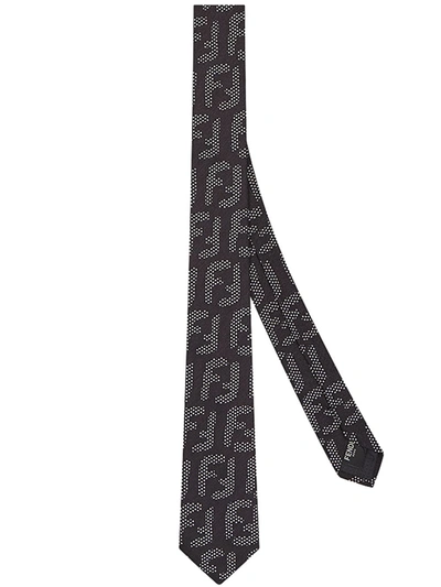 Fendi Ff Polka Dot Tie In Black