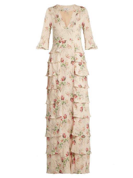 Vilshenko Ivy Floral-print Silk-georgette Gown In Cream Multi | ModeSens