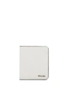 Prada Logo Plaque Wallet In White