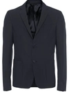 Prada Technical Poplin Single-breasted Jacket In Navy