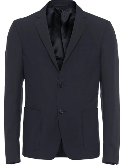 Prada Technical Poplin Single-breasted Jacket In Black