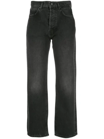 Anine Bing Jackie Raw Hem Straight Leg Jeans In Black