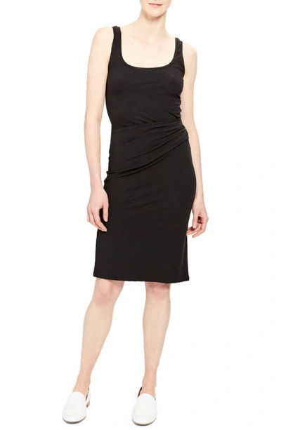 Theory Rubric Ruched Stretch Jersey Tank Dress In Black