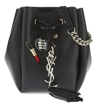 Saint Laurent Monogram Bourse Bucket Bag Embellished Leather Mini at 1stDibs