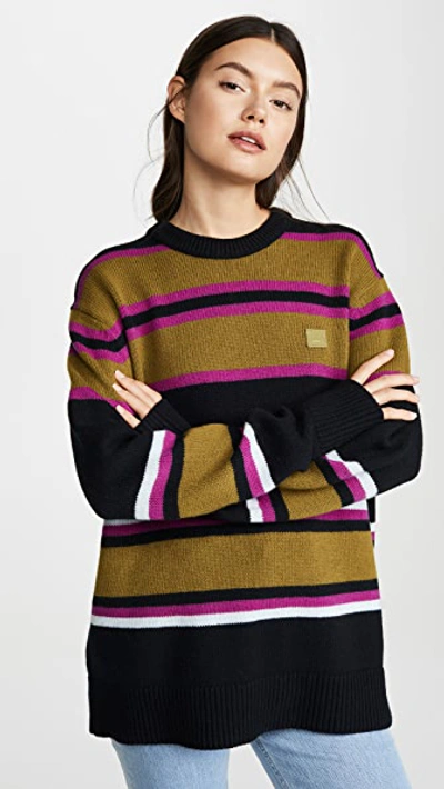 Acne Studios Nimah Multicolor Stripe Face Sweater In Black Multicolor
