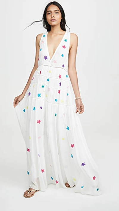 Rococo Sand Sleeveless Star Dress In White/colorful Stars