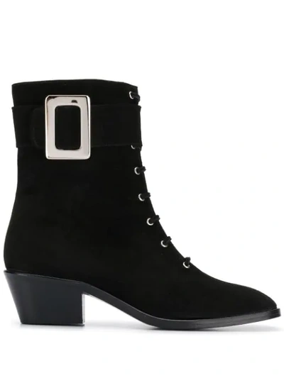 Dorateymur Buckle Detail Lace-up Boots In Black