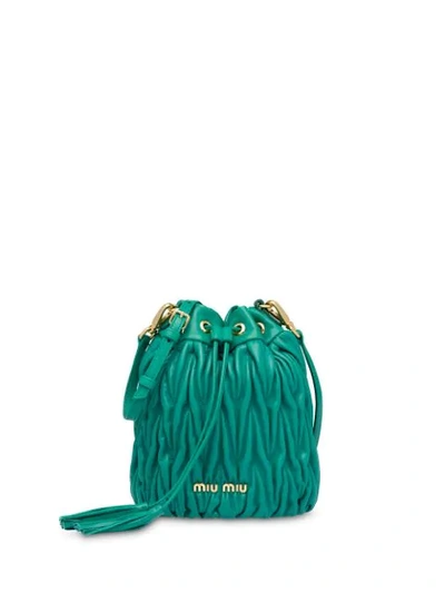 Miu Miu Matelassé Bucket Bag In Green