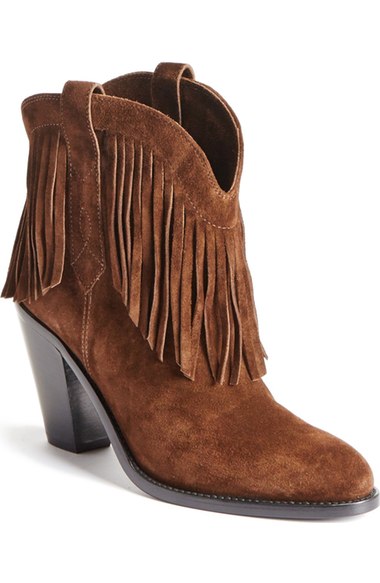 Saint Laurent 'curtis' Fringe Western Bootie (women) | ModeSens