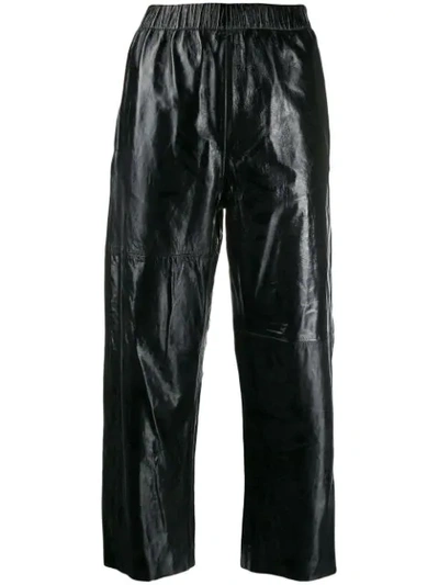 Mm6 Maison Margiela High-rise Cropped Leather Pants In Black