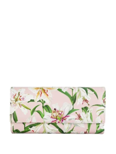 Dolce & Gabbana Lilium Print Continental Wallet In Pink