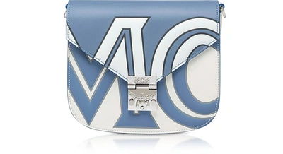 Mcm Small Patricia Contrast Logo Shoulder Bag In Stone