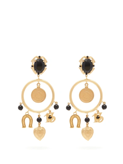 Dolce & Gabbana Charm-embellished Hoop Clip Earrings In Zp
