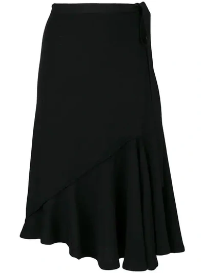 Jw Anderson Asymmetric Ruched Linen Skirt In Black