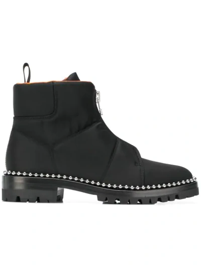 Alexander Wang Cooper Studded Canvas Ankle Boots In Black