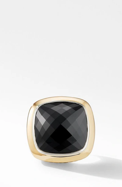 David Yurman Albion® Statement Ring With 18k Gold And Champagne Citrine Or Reconstituted Turquoise In Black Onyx