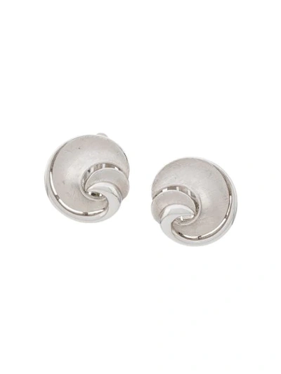 Pre-owned Susan Caplan Vintage 1950's Trifari Swirl Earrings In Silver