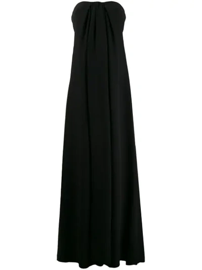 Pre-owned Valentino 2000's Draped Evening Gown In Black