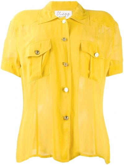 Pre-owned Moschino Vintage 1990's Shortsleeved Sheer Shirt In Yellow