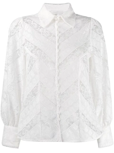 Zimmermann Lace Inserts Shirt In Ivory