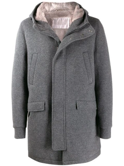 Herno Hooded Coat In Grey