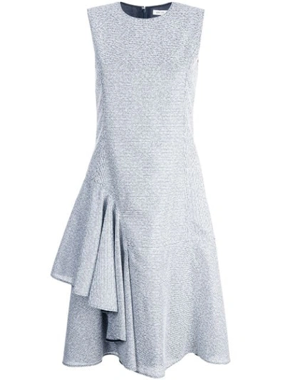 Adeam Forml Midi Dress With Side Ruffle In White