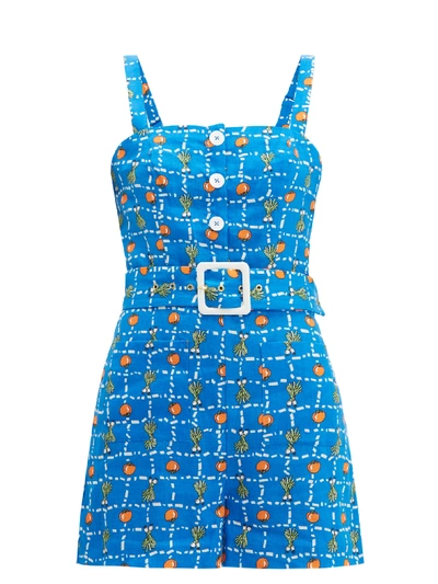 Staud Pomelo Playsuit In Blueberry Crudite