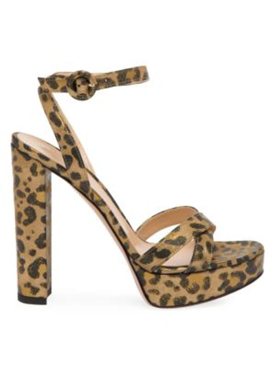 Gianvito Rossi Women's Poppy Leopard-print Metallic Leather Platform Sandals