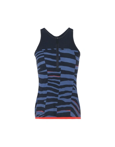 Adidas By Stella Mccartney Printed Stretch Tank In Slate Blue