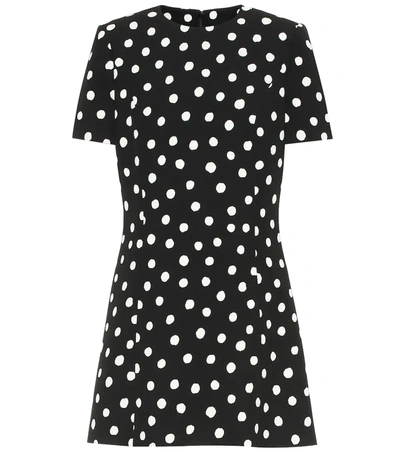 Saint Laurent Polka Dot Short-sleeve Mini Dress In Black Multi