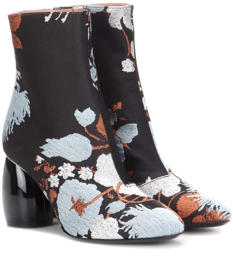 Dries Van Noten Sculpted-heel Floral Jacquard Ankle Boots | ModeSens