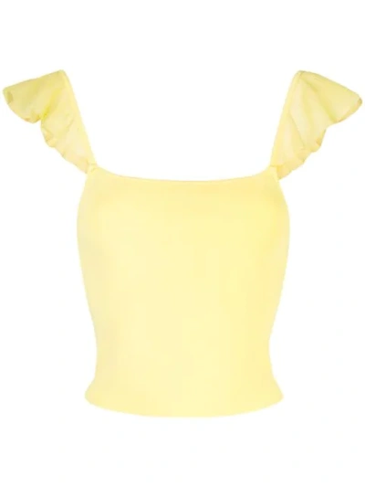 Alice And Olivia Marg Ruffle Crop Top In Yellow