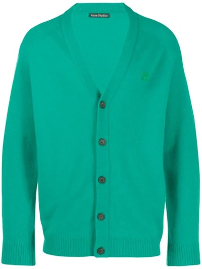 Acne Studios Face Patch Cardigan In Green