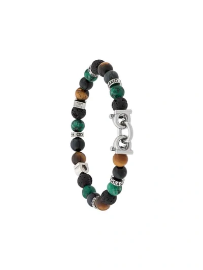 Ferragamo Semi-precious Stone And Gancini Bracelet In Black