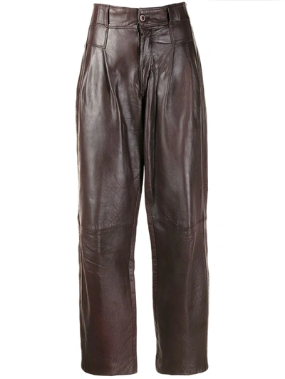 Pre-owned Versace 1980s High-waisted Trousers In Brown