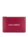 Dolce & Gabbana Logo Print Clutch In Red
