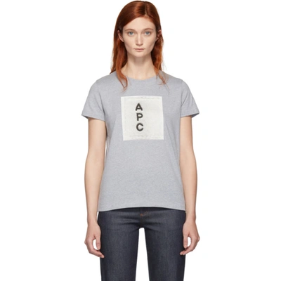 Apc Contrast Logo T-shirt In Grey