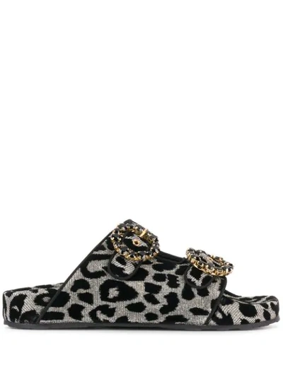 Dolce & Gabbana Colour-changing Leopard Print Sandals - Silver