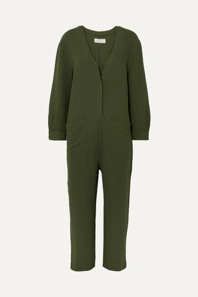 The Great The Union Cotton-gauze Jumpsuit In Green