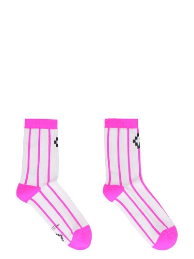 Marcelo Burlon County Of Milan Cotton Blend Socks With Logo In White