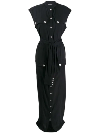 Balmain Tie-waist Dress In Black