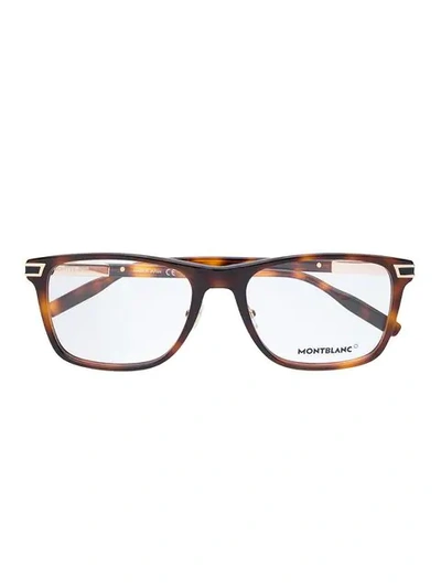 Montblanc Square Frame Glasses In Brown