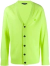 Acne Studios Face Patch Cardigan In Abe-lime Green