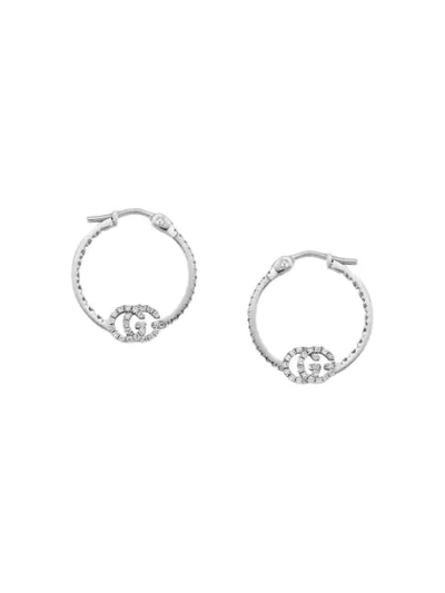 Gucci Gg Running Earrings With Diamonds In Silver